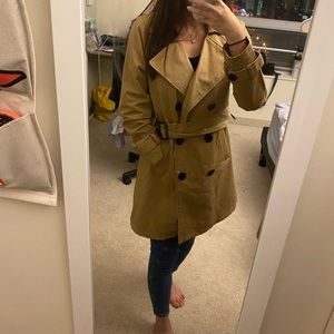 Tan trench coat with down removable lining